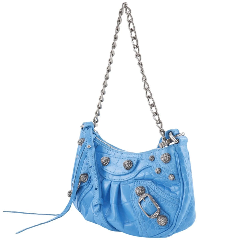 Balenciaga Shoulder Pvc Blue Leather Bag