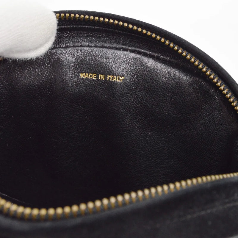 Chanel Cc Mark Round Chain Black Suede Bag