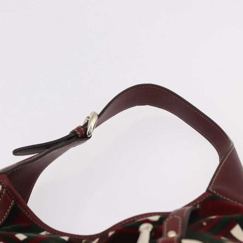 Gucci Vintage Jackie Shoulder Canvas And Leather Green Bag