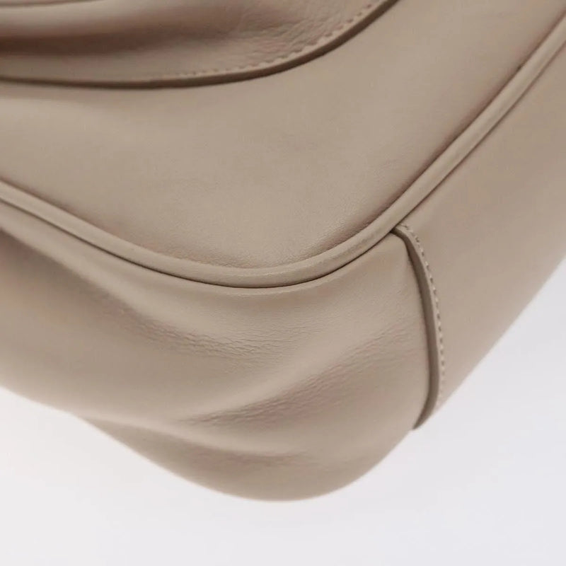 Salvatore Ferragamo Gancini Chain Leather Beige Bag