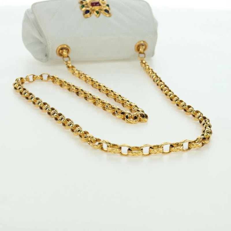 Chanel Vintage Gripoix Flap Leather White Bag