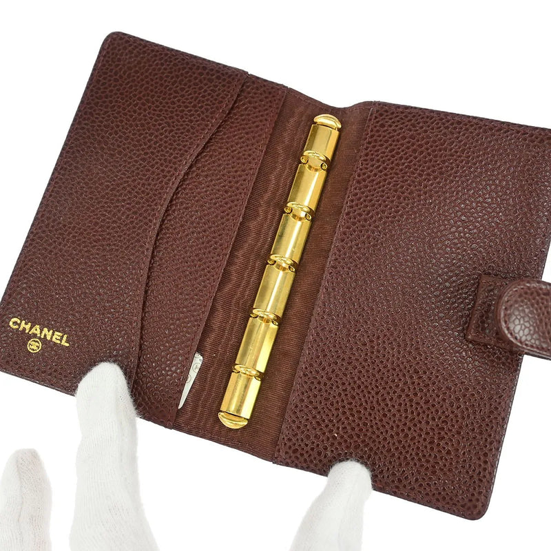 Chanel Cc Bifold Quilted Caviar Brown Leather Accessory