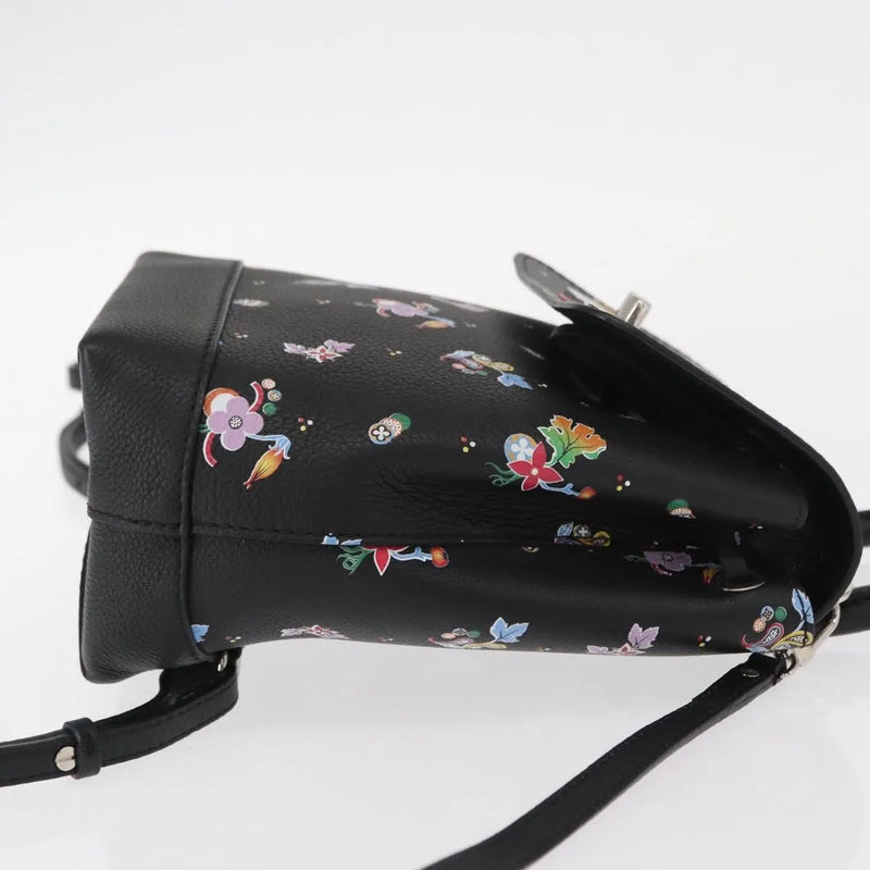 Louis Vuitton Lockme Floral Printed Leather Black Bag