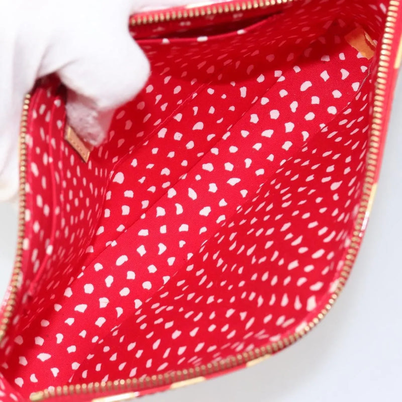 Louis Vuitton Pochette Accessoires Yayoi Kusama Painted Dots Monogram Vernis Red Patent_leather Bag
