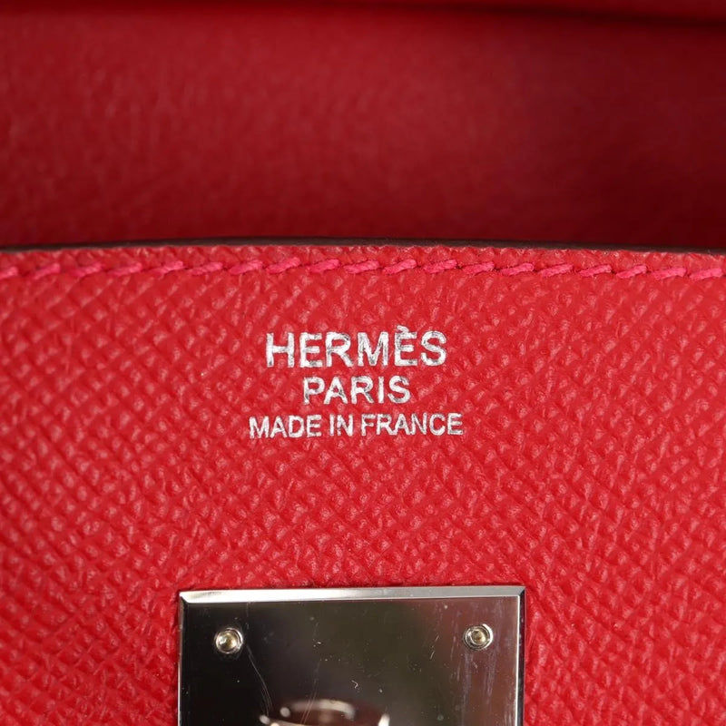 Hermes Birkin Red Epsom With Palladium Hardware Leather Bag