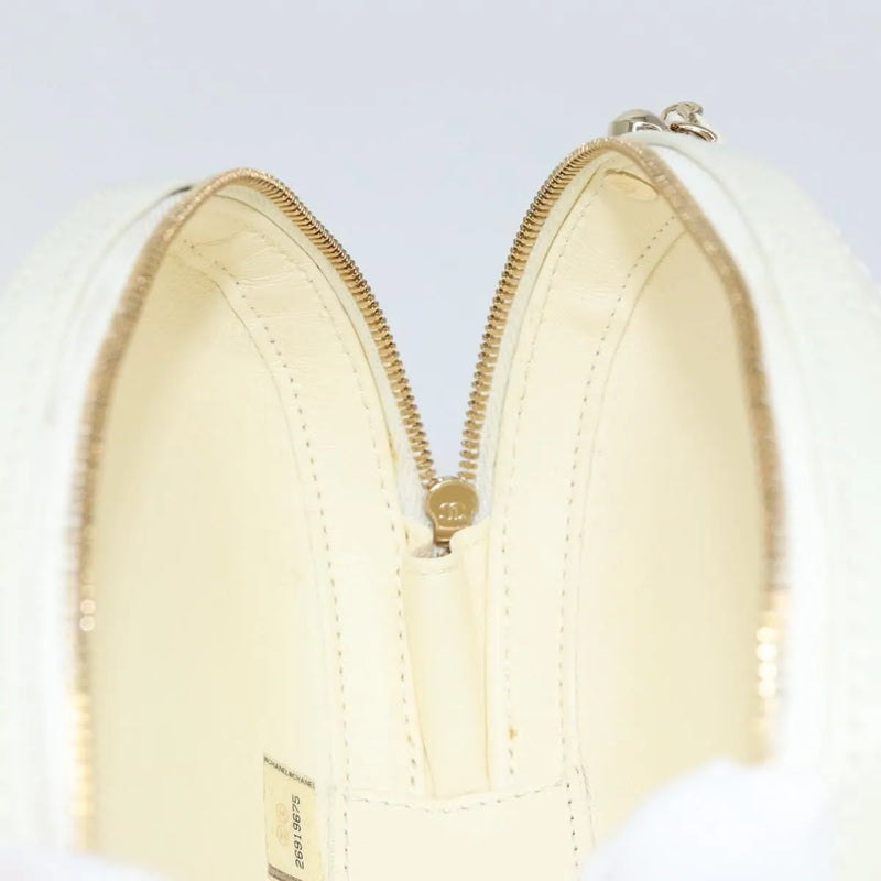 Chanel La Pausa Evening Chevron Lambskin With Applique White Leather Bag