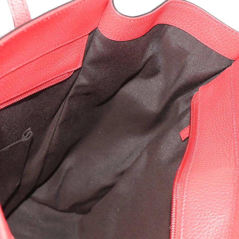 Gucci Grand Prix Interlocking Gg Tote Grainy Leather Red Bag