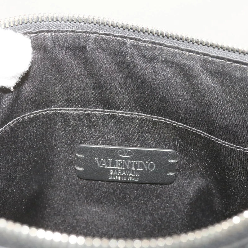 Valentino Garavani Vltn Wristlet Clutch Printed Leather Black Bag