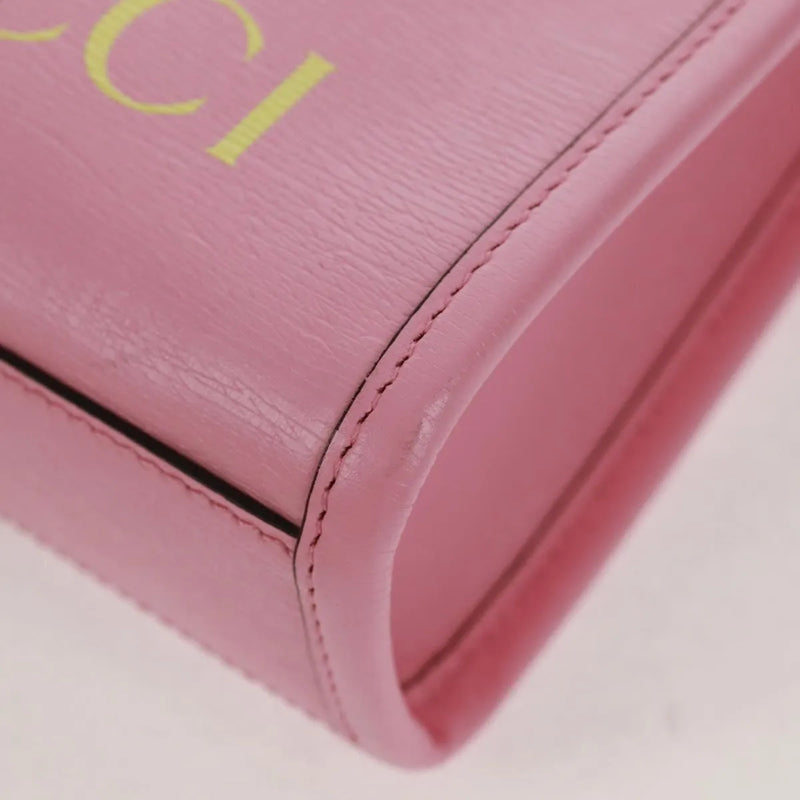 Gucci Vertical Tote Printed Leather Pink Bag