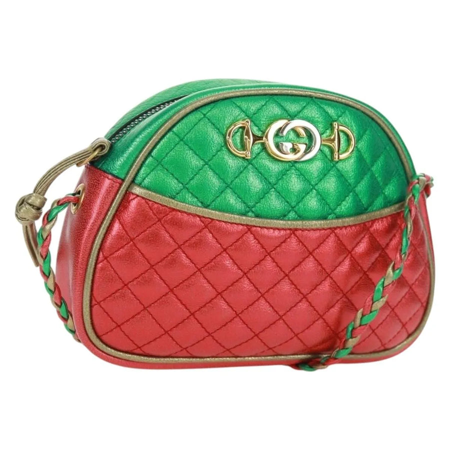 Gucci Trapuntata Camera Quilted Laminated Leather Red Bag