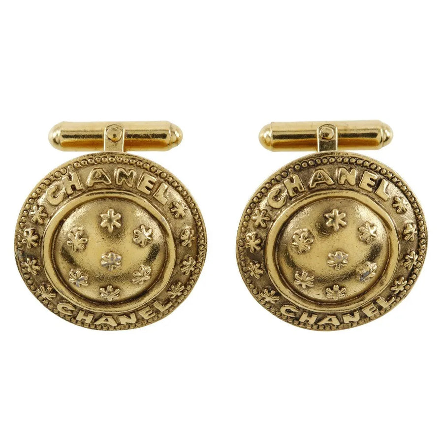 Chanel Vintage Logo Round Plated Gold Gold_plated Jewelry