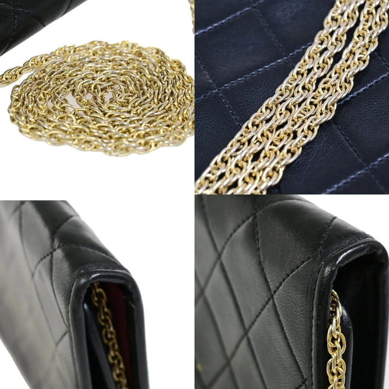 Chanel Vintage Round Flap Quilted Lambskin Black Leather Bag