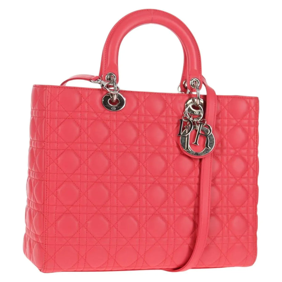 Christian Dior Lady Cannage Matelassé Pink Leather Bag