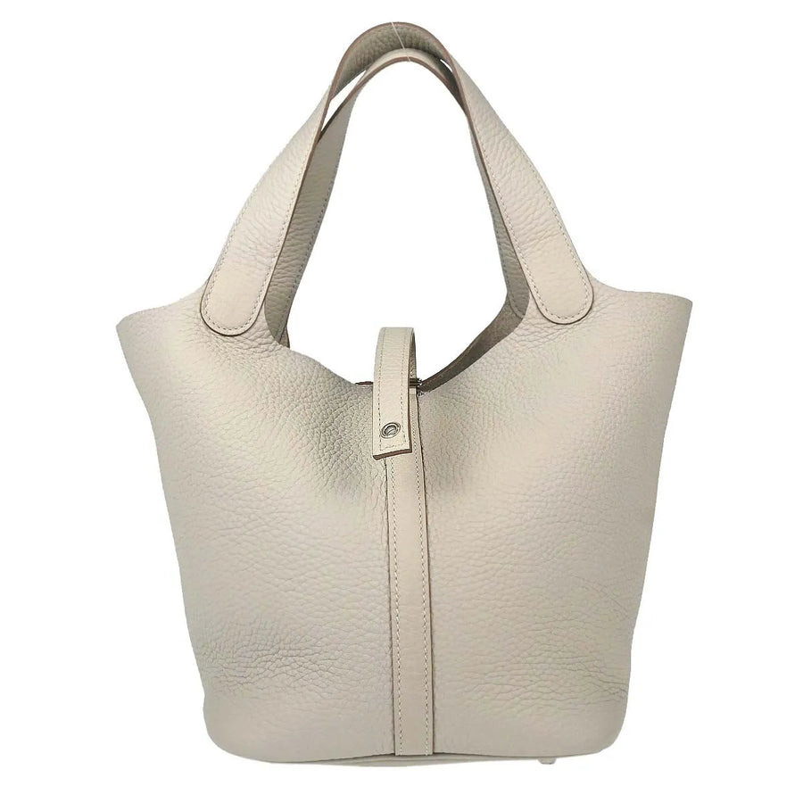 Hermes Picotin Lock Clemence Beige Leather Bag