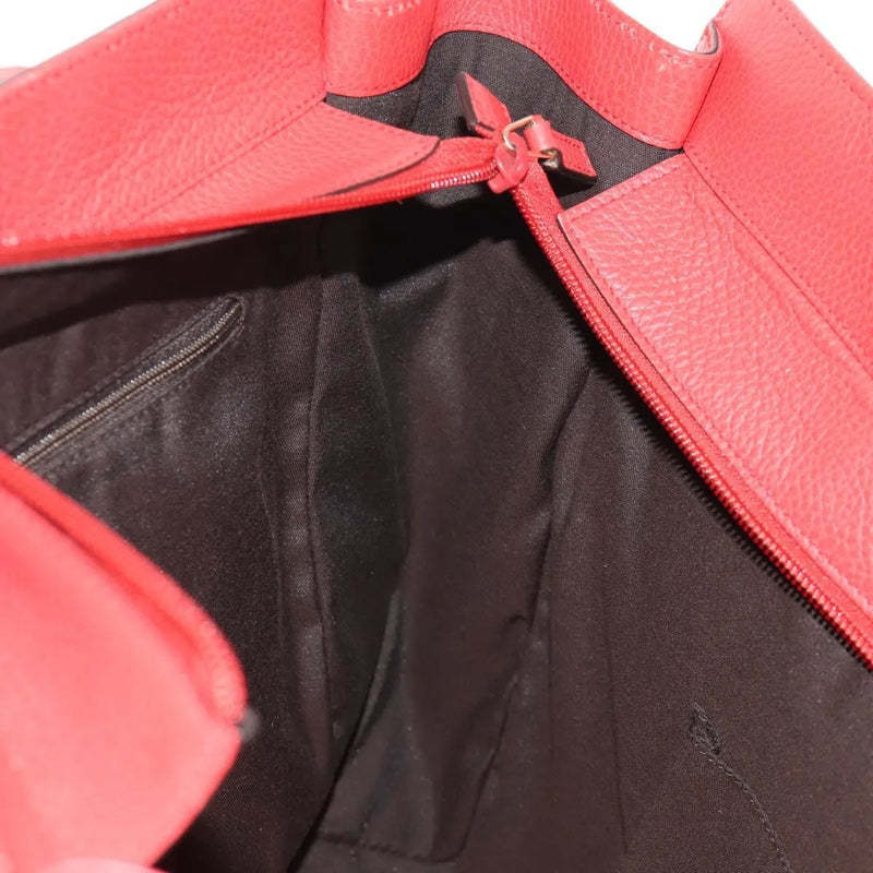 Gucci Grand Prix Interlocking Gg Tote Grainy Leather Red Bag