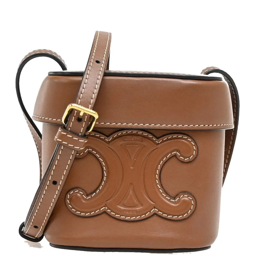 Celine Cuir Triomphe Box Leather Brown Bag