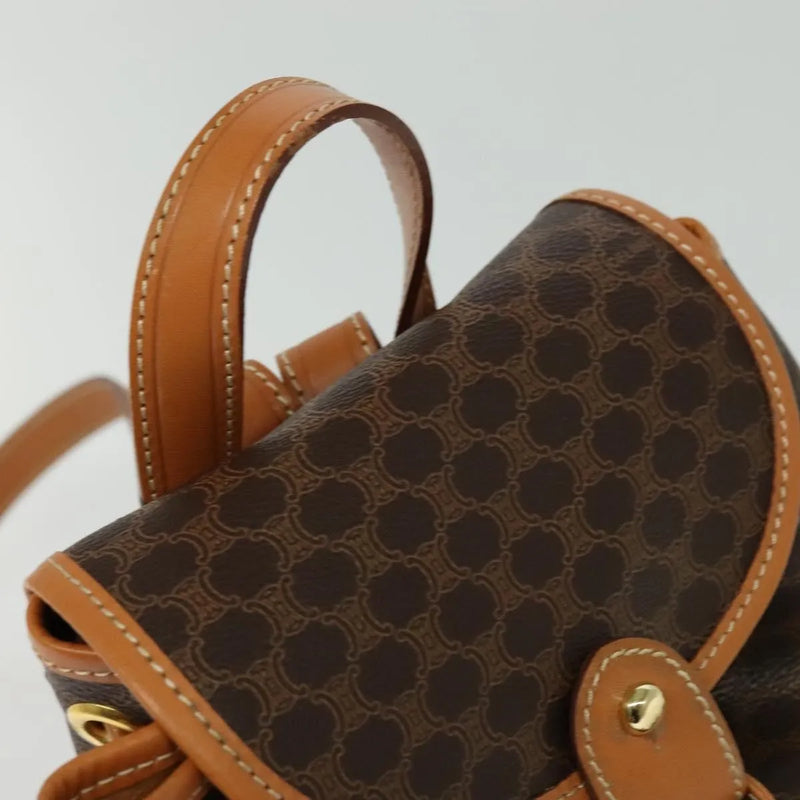 Celine Vintage Macadam Canvas And Leather Brown Pvc Bag