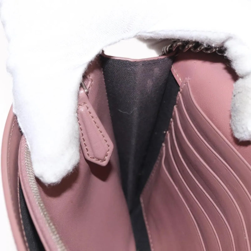 Fendi F Is Wallet On Chain Leather Pink Bag
