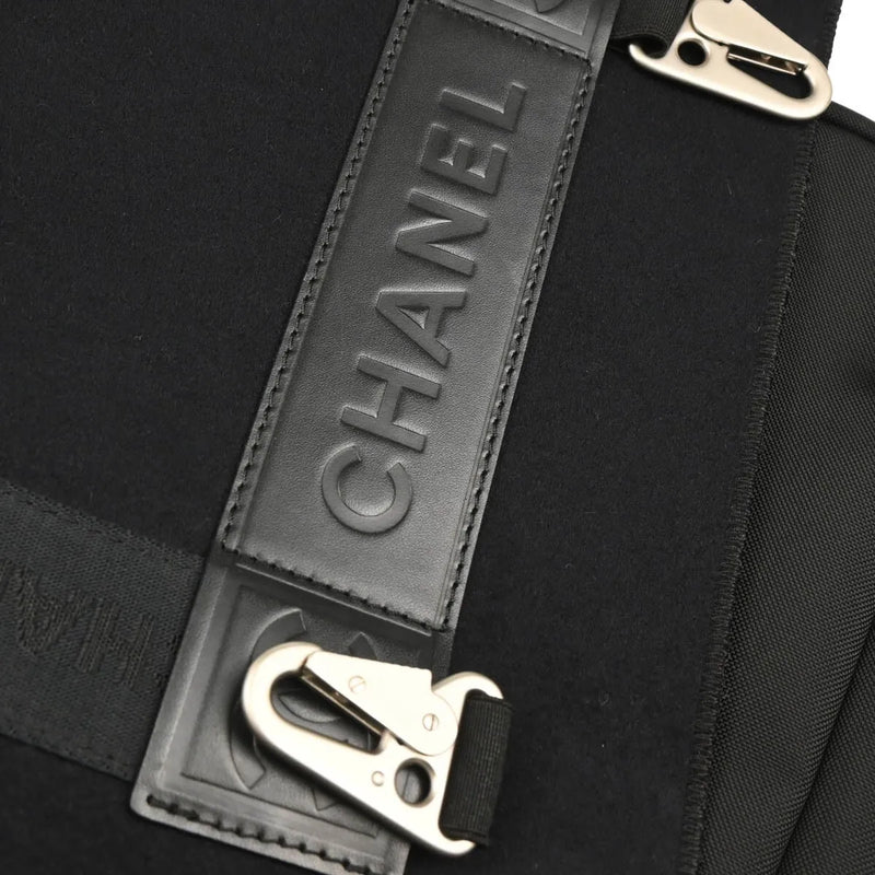 Chanel Sport Line Flap Messenger Wool And Nylon Black Bag