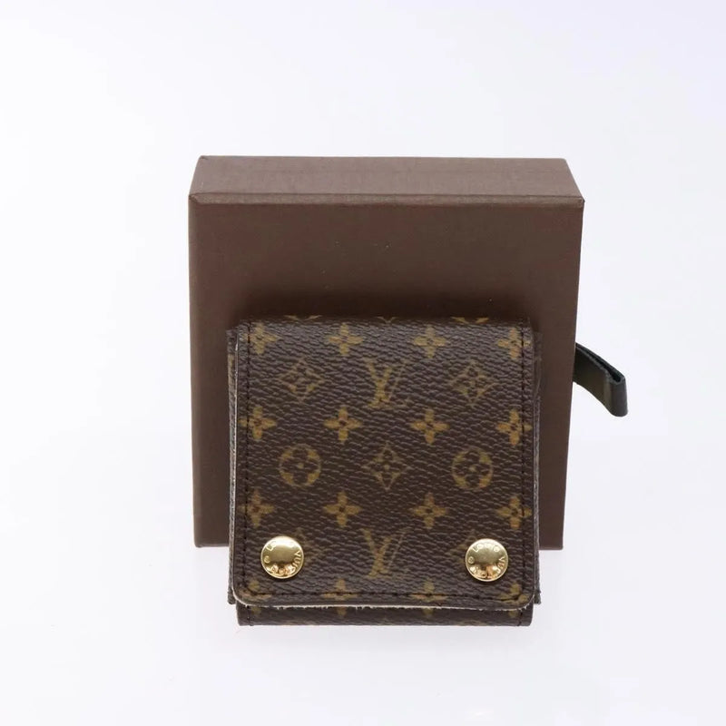 Louis Vuitton Case Jewelry Box Canvas Brown Accessory