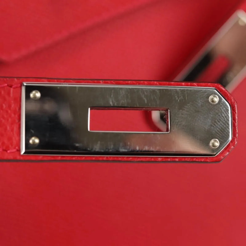 Hermes Birkin Red Epsom With Palladium Hardware Leather Bag