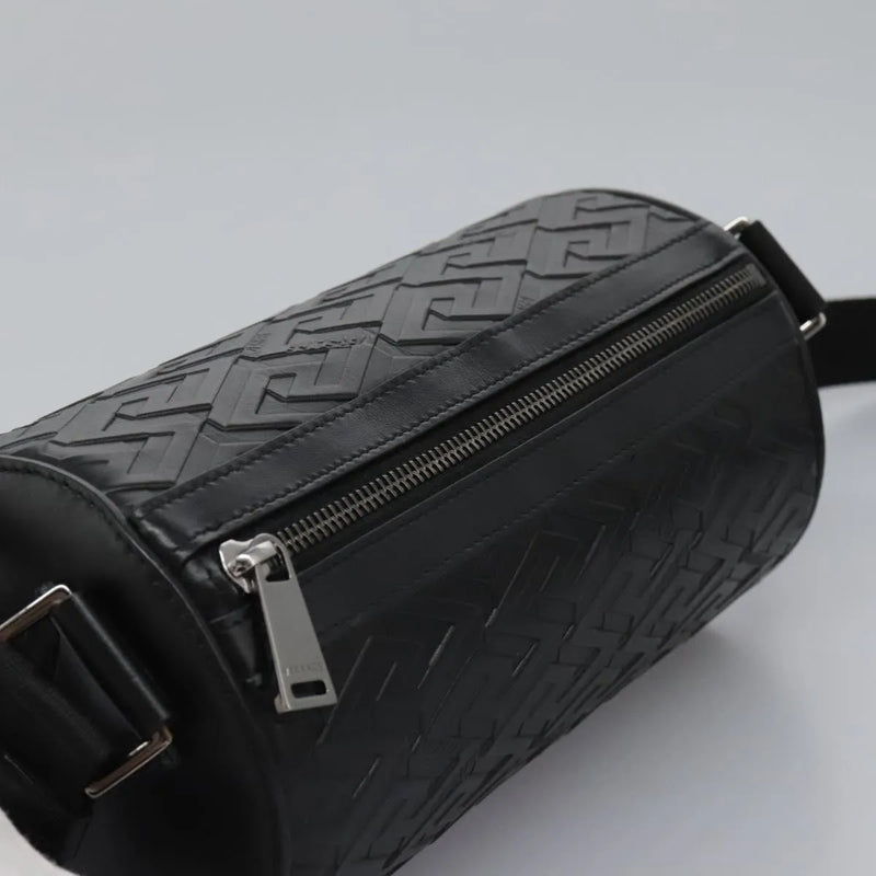 Versace La Greca Leather Black Bag