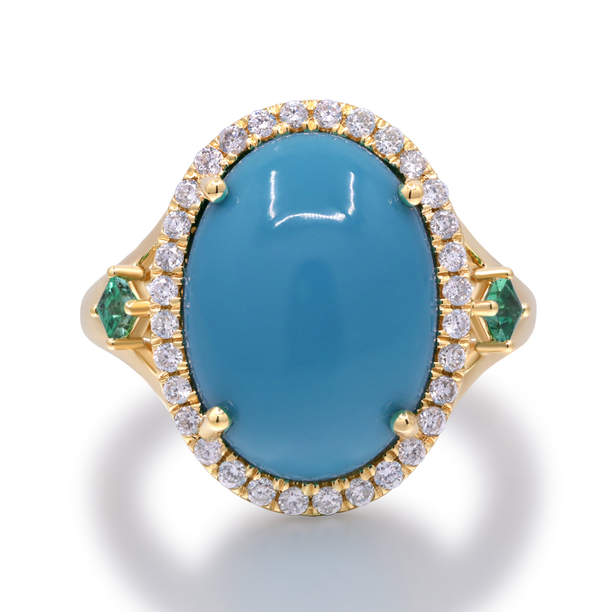 Yellow Gold Turquoise And Diamond Ring 14k Rings