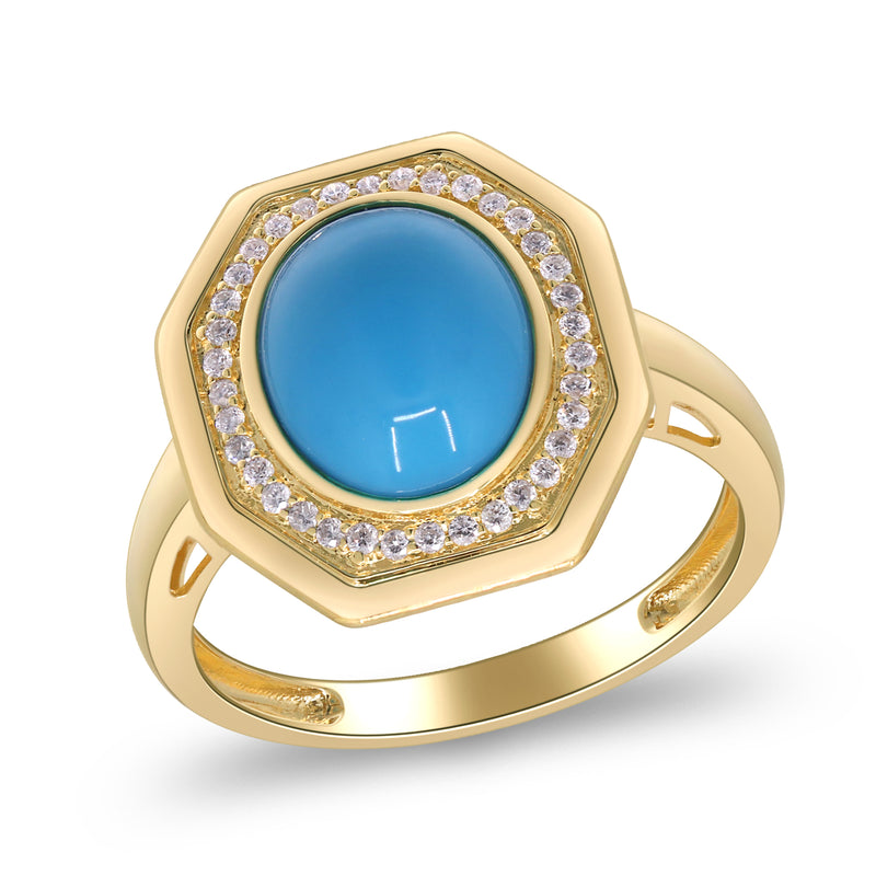 Yellow Gold Turquoise And Diamond Cocktail Ring 14k Rings