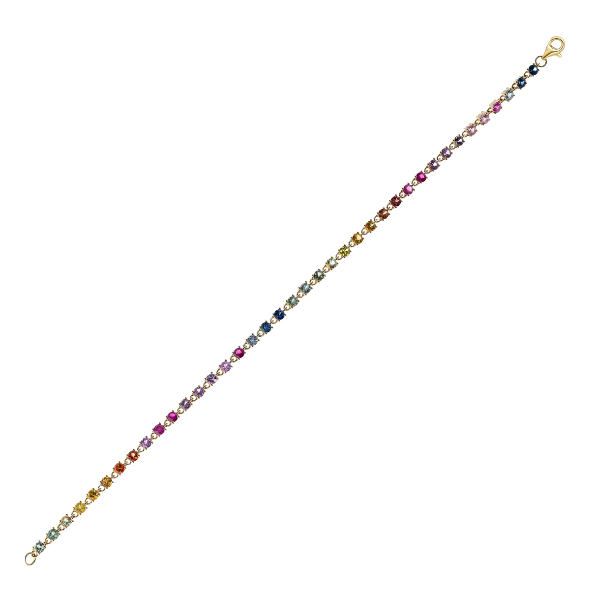 Yellow Gold Sapphire Rainbow Tennis Bracelet 18k Bracelets