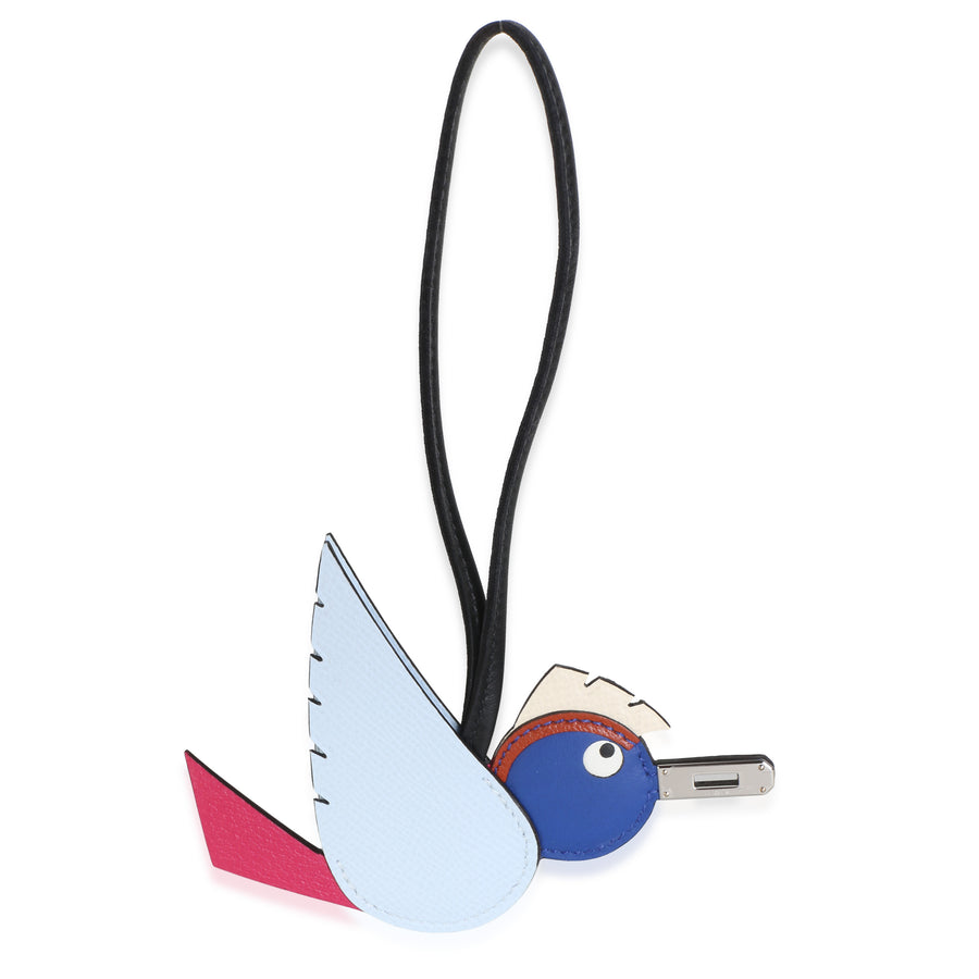 Hermès Bleu Brume Rose Mexico Royal Cuivre Nata Black Milo Birdy Charm Black; Blue; Multicolor; Neutral; Pink Leather Bag Charms