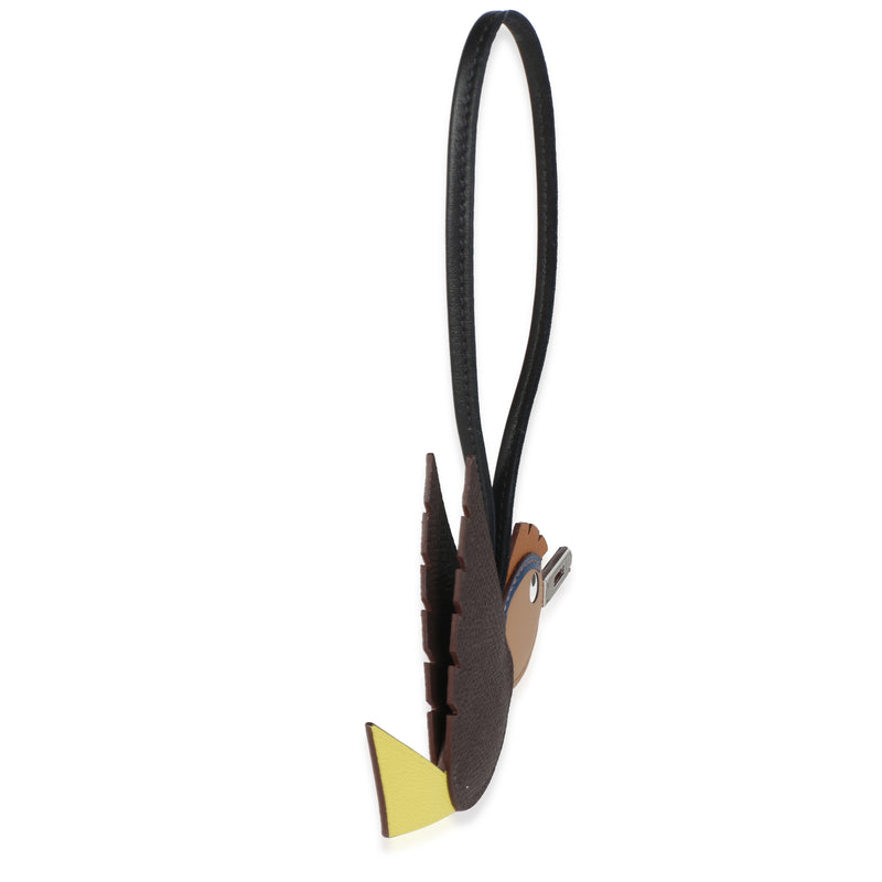 Hermès Chocolat Lime Deep Bleu Gold Noir Epsom Mysore Swift Milo Birdy Charm Black; Blue; Brown; Multicolor; Yellow Leather Bag Charms