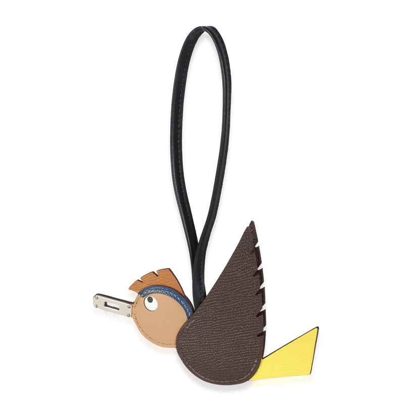 Hermès Chocolat Lime Deep Bleu Gold Noir Epsom Mysore Swift Milo Birdy Charm Black; Blue; Brown; Multicolor; Yellow Leather Bag Charms