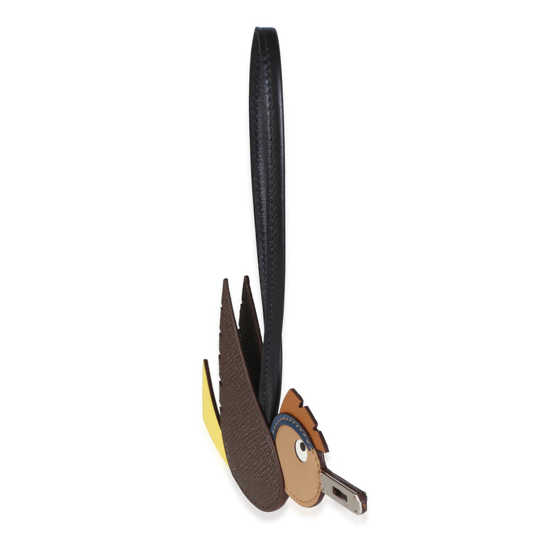 Hermès Chocolat Lime Deep Bleu Gold Noir Epsom Mysore Swift Milo Birdy Charm Black; Blue; Brown; Multicolor; Yellow Leather Bag Charms