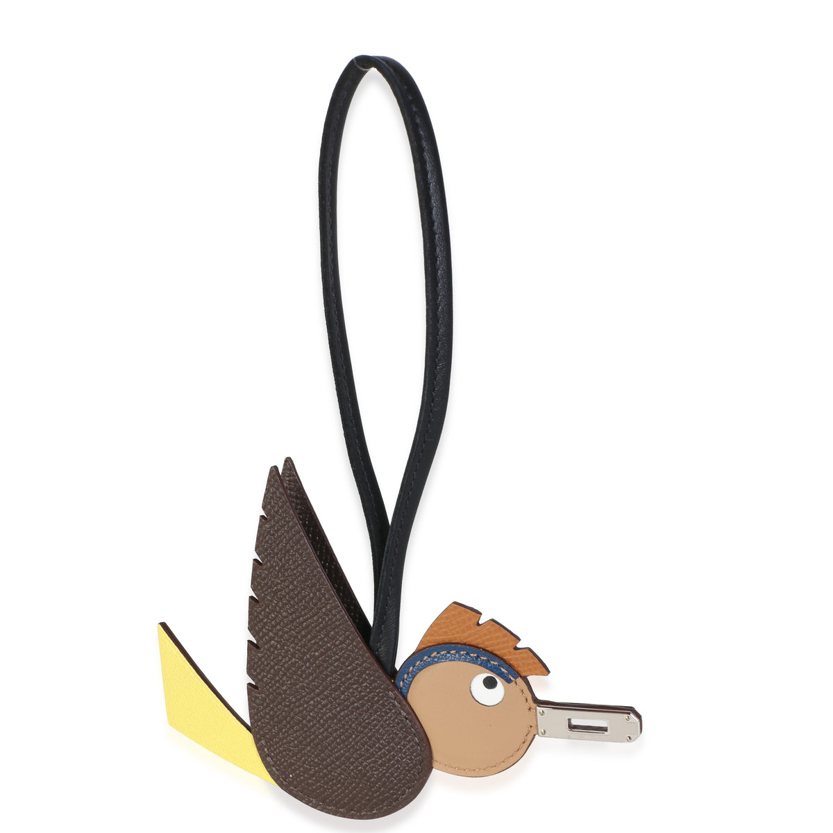 Hermès Chocolat Lime Deep Bleu Gold Noir Epsom Mysore Swift Milo Birdy Charm Black; Blue; Brown; Multicolor; Yellow Leather Bag Charms