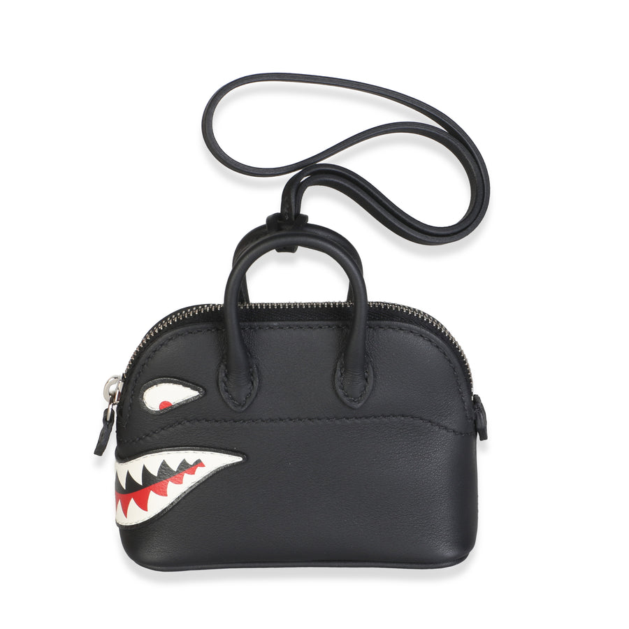 Hermès Black Swift Mini Bolide Shark Bag Charm Leather Charms