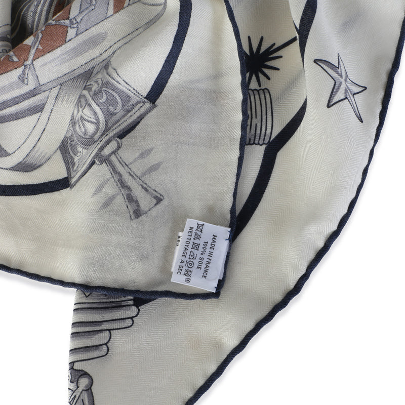 Hermès Blanc Bleu Marine Beige Rose Silk Cashmere Chorus Stellarum Shawl 140 Blue; Multicolor; Neutral; Tan Scarves/wraps