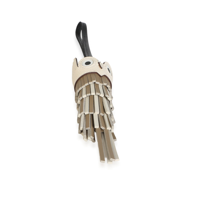 Hermès Beige Marfa Craie Noir Nata Blanc Milo Swift Epsom Chouette Owl Charm Beige; Black; Multicolor; Neutral Leather Bag Charms