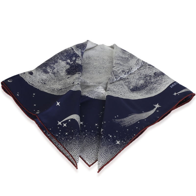 Hermès Marine Blanc Bordeaux Silk Clair De Lune Scarf 70 Blue; White Fabric Scarves/wraps
