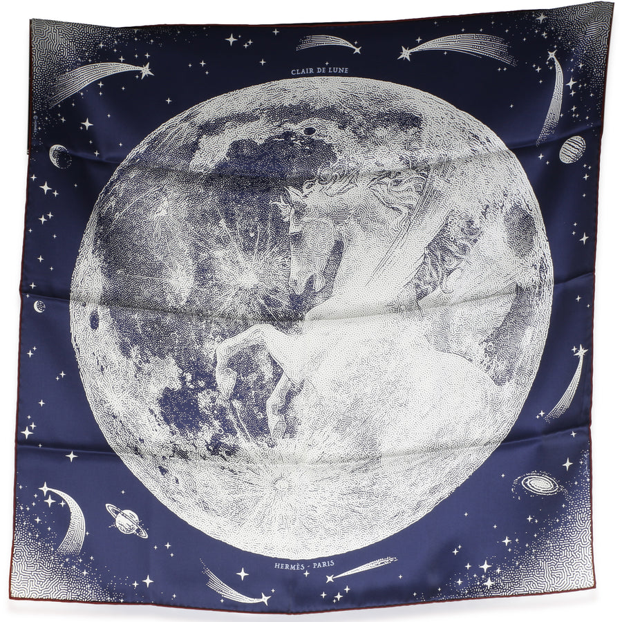 Hermès Marine Blanc Bordeaux Silk Clair De Lune Scarf 70 Blue; White Fabric Scarves/wraps