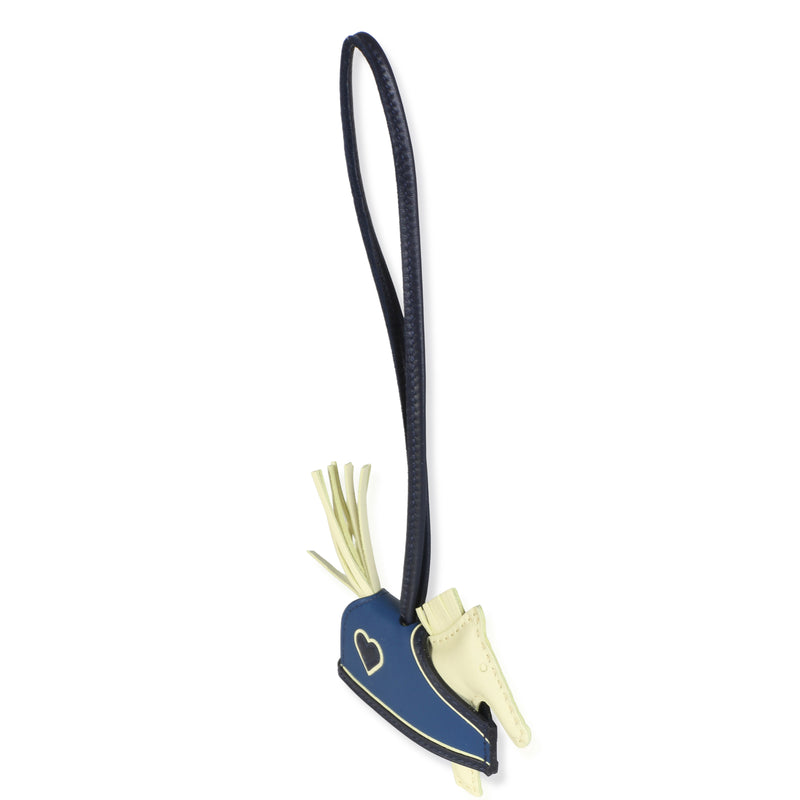 Hermès Jaune Milton Bleu Nuit Tie Milo Lambskin Rodeo Robeo Coeur Charm Pm Black; Blue; Multicolor; Yellow Leather Bag Charms