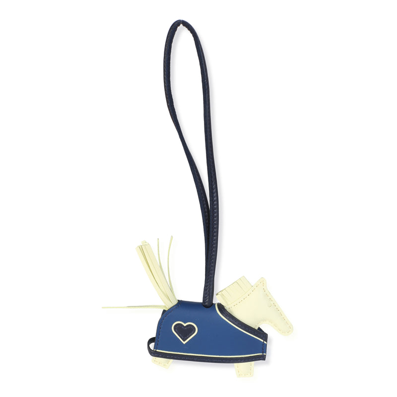 Hermès Jaune Milton Bleu Nuit Tie Milo Lambskin Rodeo Robeo Coeur Charm Pm Black; Blue; Multicolor; Yellow Leather Bag Charms