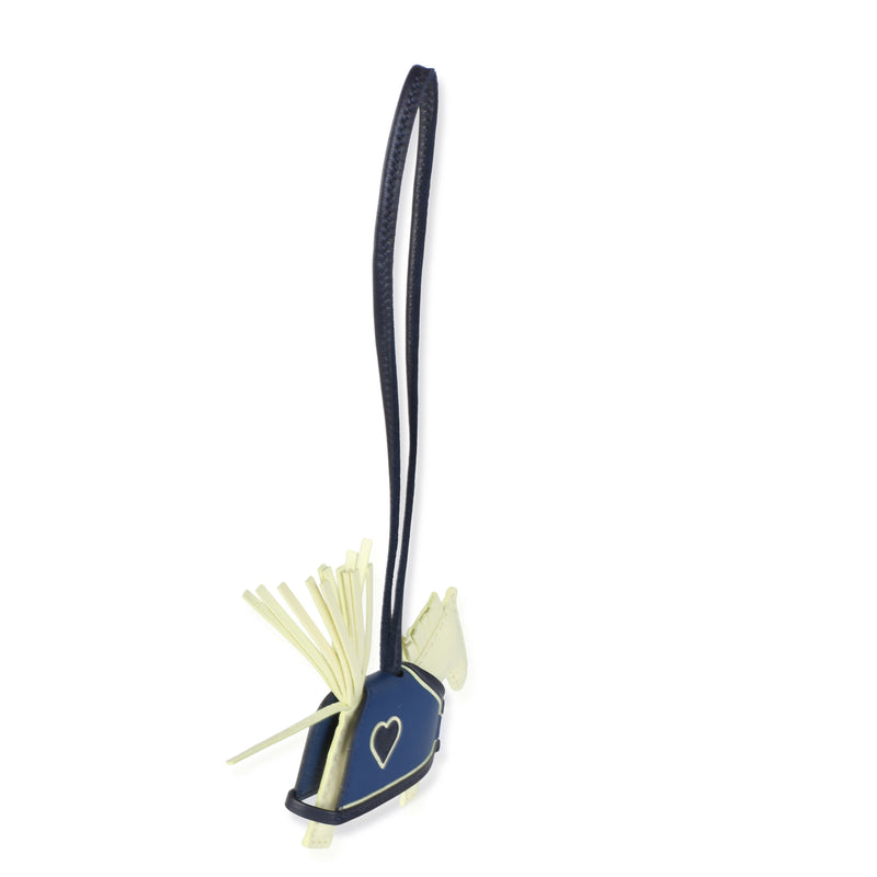 Hermès Jaune Milton Bleu Nuit Tie Milo Lambskin Rodeo Robeo Coeur Charm Pm Black; Blue; Multicolor; Yellow Leather Bag Charms
