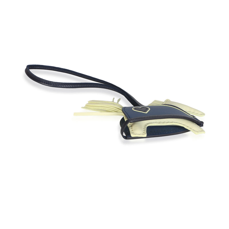 Hermès Jaune Milton Bleu Nuit Tie Milo Lambskin Rodeo Robeo Coeur Charm Pm Black; Blue; Multicolor; Yellow Leather Bag Charms
