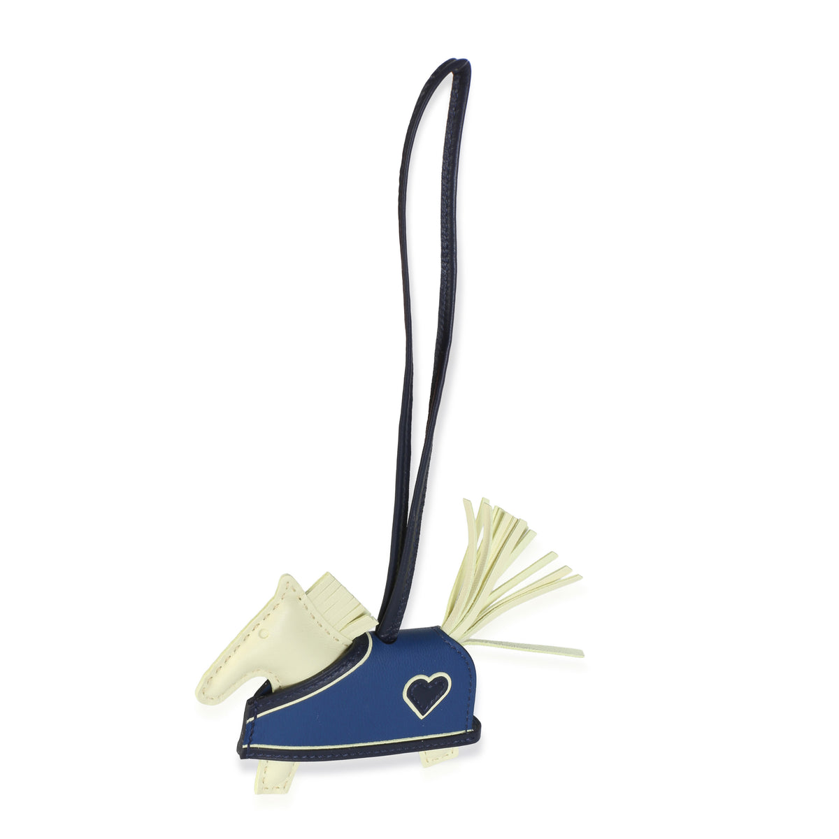Hermès Jaune Milton Bleu Nuit Tie Milo Lambskin Rodeo Robeo Coeur Charm Pm Black; Blue; Multicolor; Yellow Leather Bag Charms