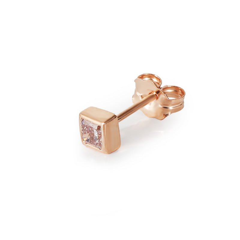 Fancy Pink Diamond Stud Earring 14k Rose Gold (0.16 Ct Pink-I1)