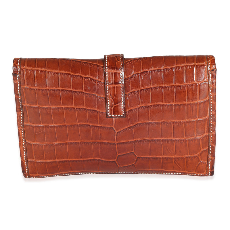 Hermès Fauve Crocodile Niloticus Lisse Mini Jige Clutch Brown Exotic Wallet