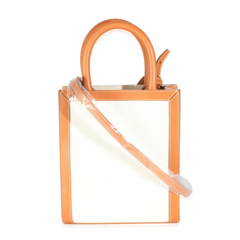 Celine Natural Tan Canvas Calfskin Mini Vertical Cabas Bag Beige Handbag
