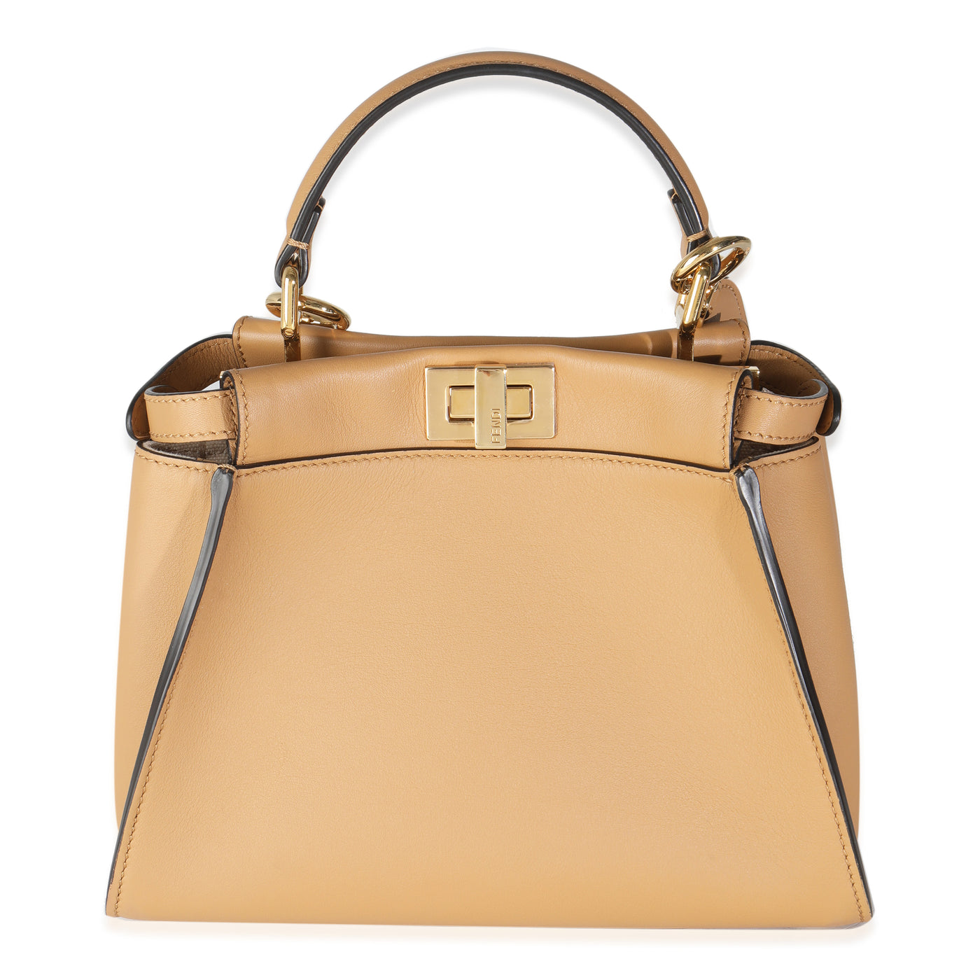 Fendi Miele Scuro Nappa Petite Peekaboo I See U Satchel Beige; Brown Leather Handbag