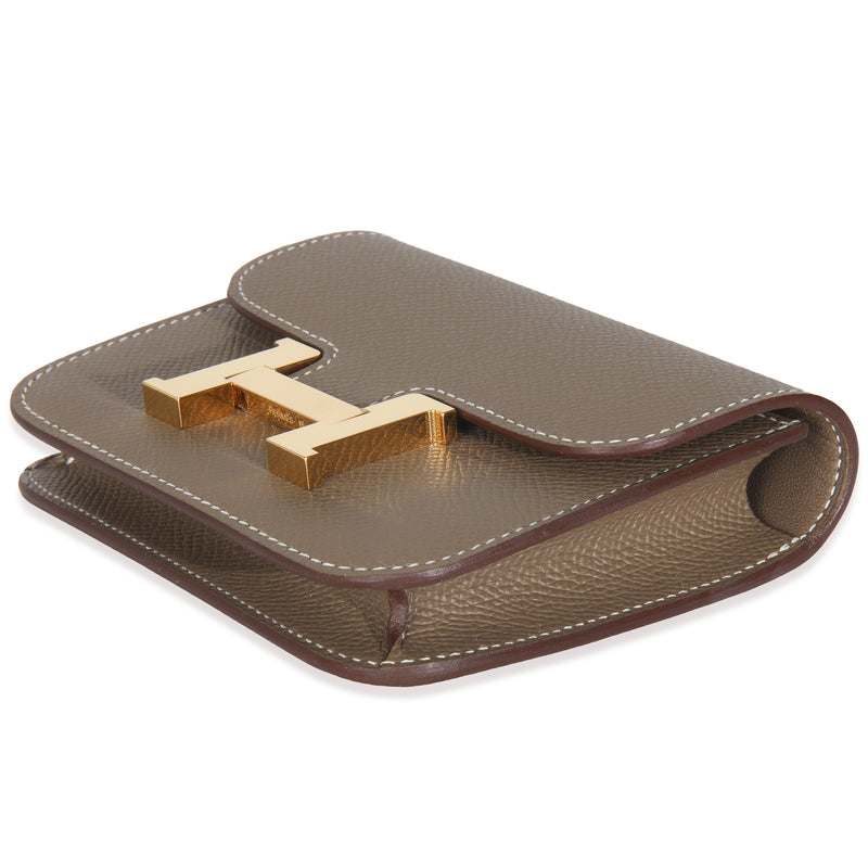 Hermès Etoupe Epsom Constance Slim Wallet Ghw Gray Leather