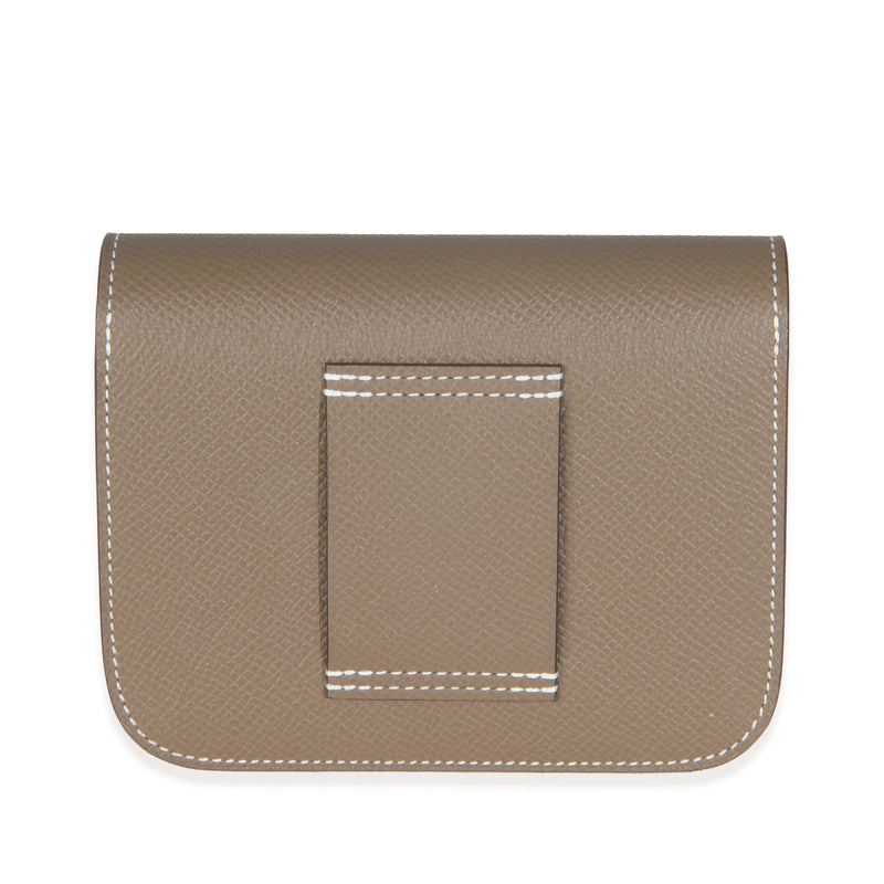 Hermès Etoupe Epsom Constance Slim Wallet Ghw Gray Leather